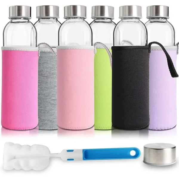 The "Sip & Style": 550ml Glass Water Bottle with Chic Fabric Cover